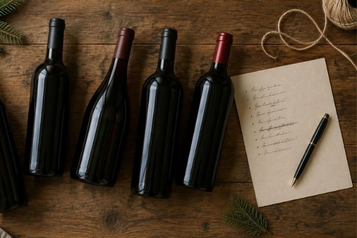 Mesa varias botellas vino