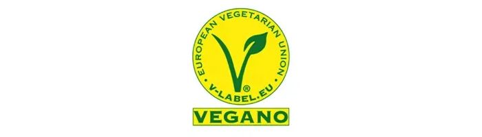 Etikett für veganen Wein der Europäischen Vegetarier-Union.