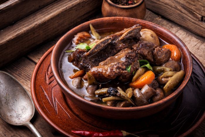 Slow cooked food ready to eat