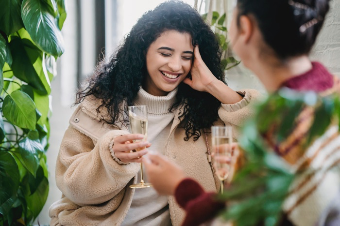 Women drinking sparkling wine