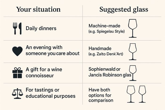 Suggested glass for different situations