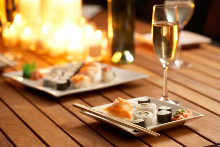 Wine and sushi