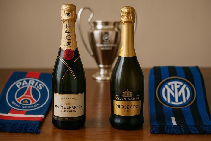 Champion's league celebration sparkling wine
