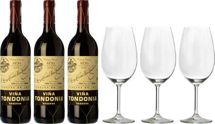 3 Tondonia Reserva + 3 calici in REGALO