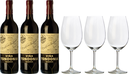 3 Tondonia Reserva + 3 FREE wine glasses