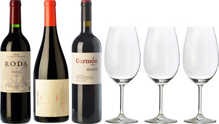 Rioja, Ribera y Priorat + 3 copas de REGALO