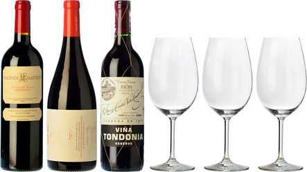 Grandes DO: Rioja, Ribera y Priorat + 3 copas